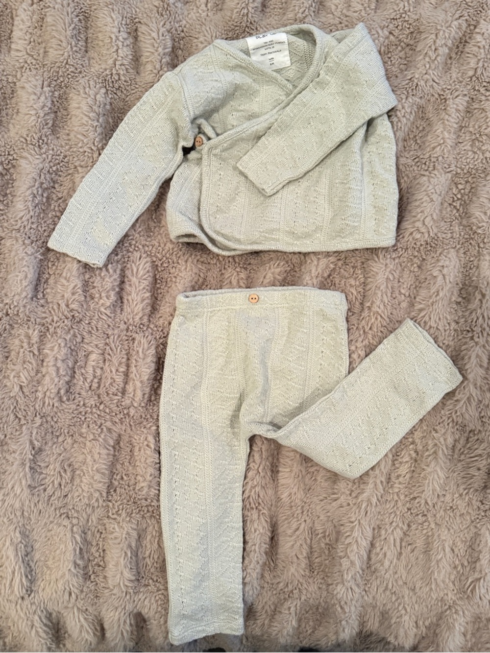 Play Up Knit Baby Two-Piece Set in Light Beige